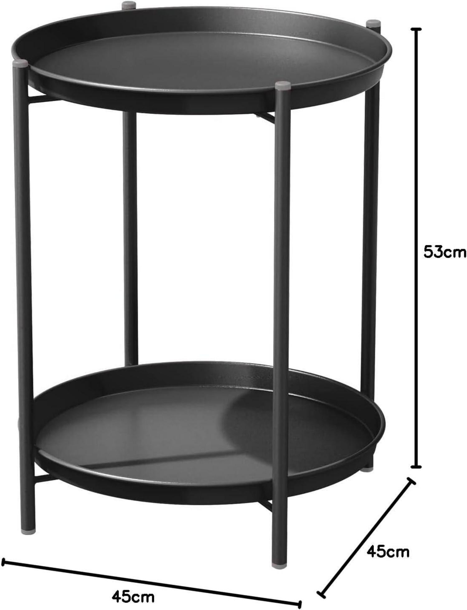 Runder Beistelltisch mit abnehmbarer Schale, Metallgestell, 45x45x53cm