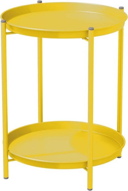 Beistelltisch mit 2 Ebenen Metall Gelb 45x45x53cm