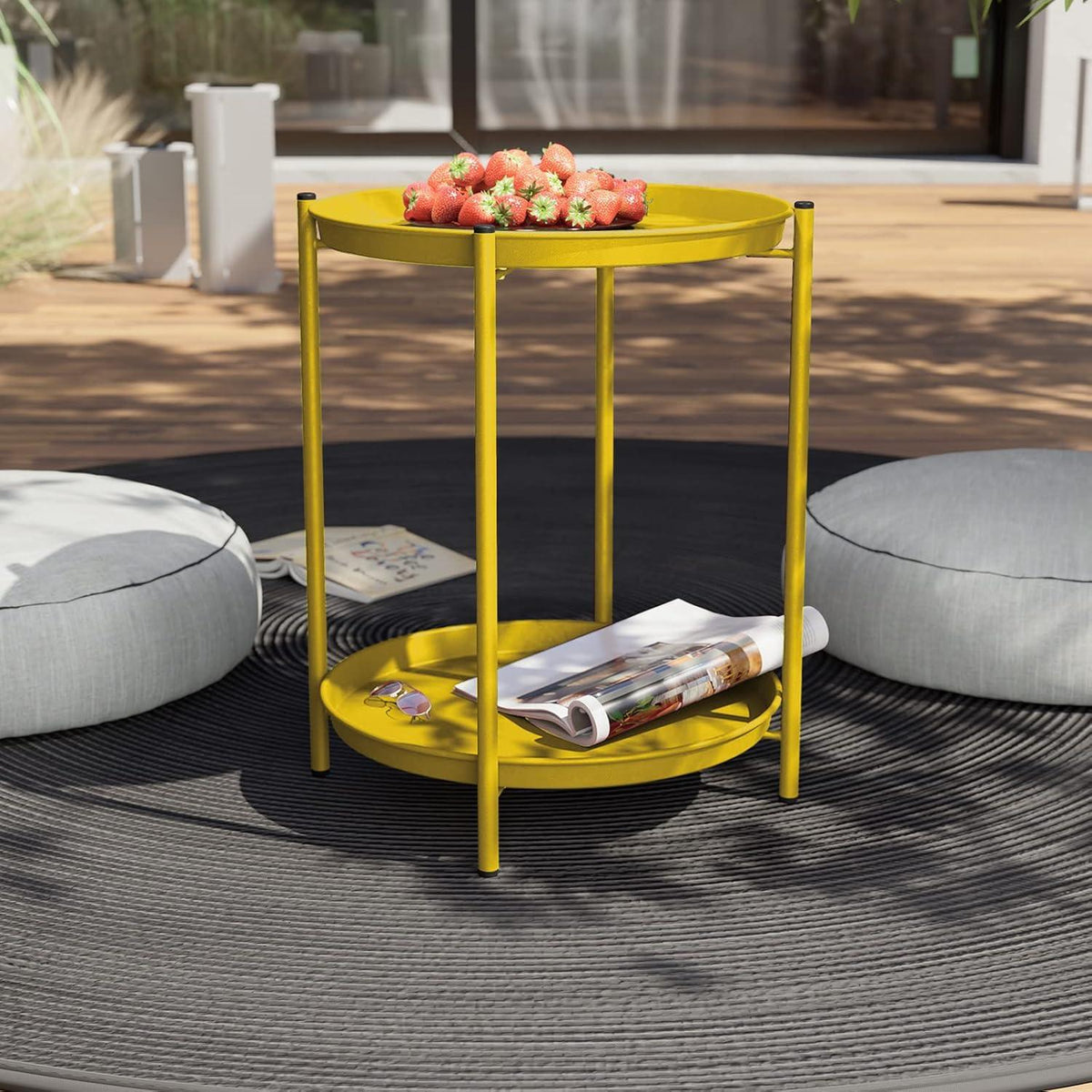 Runder Beistelltisch 2 Ebenen Wohnzimmer Schlafzimmer Garten