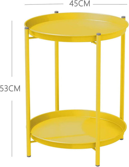 Beistelltisch mit 2 Ebenen Metall Gelb 45x45x53cm