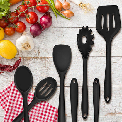 22-teiliges Silikon Küchenhelfer Set inkl. Utensilienhalter Schwarz