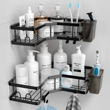 Duschablage ohne Bohren 2er Set Schwarz Edelstahl Organizer