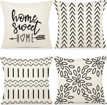Kissenbezüge 4er Set Leinen Dekokissen Sofa Gartenbett
