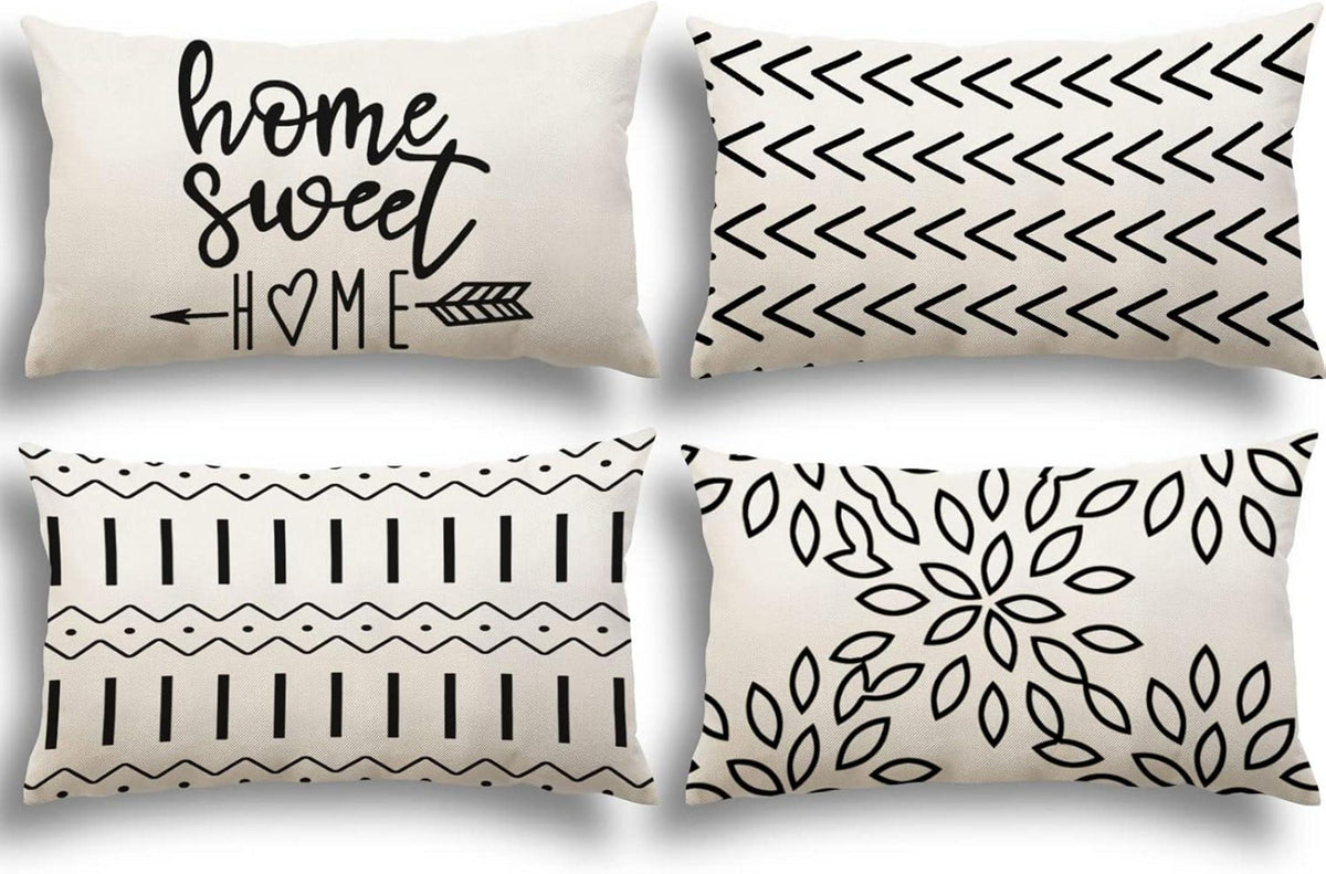 Kissenbezüge Leinen Deko Sofa Couch 30x50cm 4er Set Creme