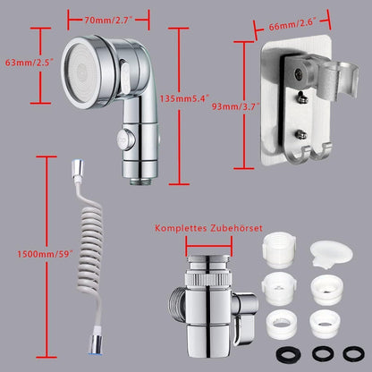 Handbrause-Set mit Teleskopschlauch & Duschkopfhalter