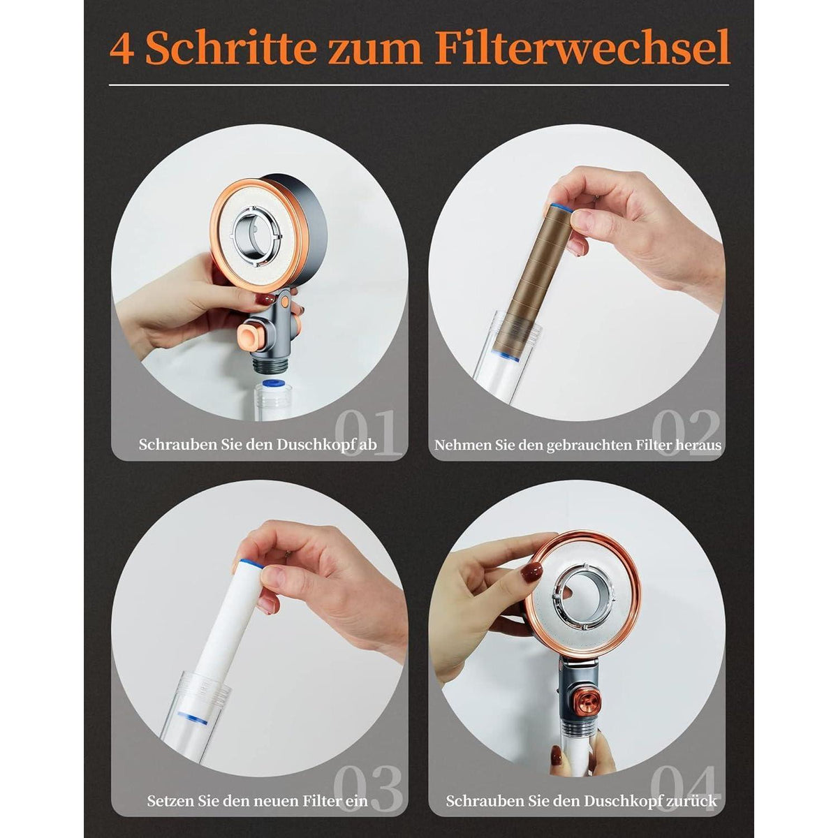 3x Duschkopf Filter für sauberes & gesundes Wasser