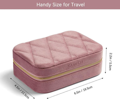 Kleines Schmuckkästchen für Damen, Reise Schmuckbox Samt Schmuckschatulle - Rosa Mittel