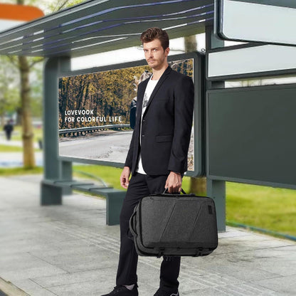 Flug Rucksack Handgepäck 18 Zoll Laptop Grau erweiterbar