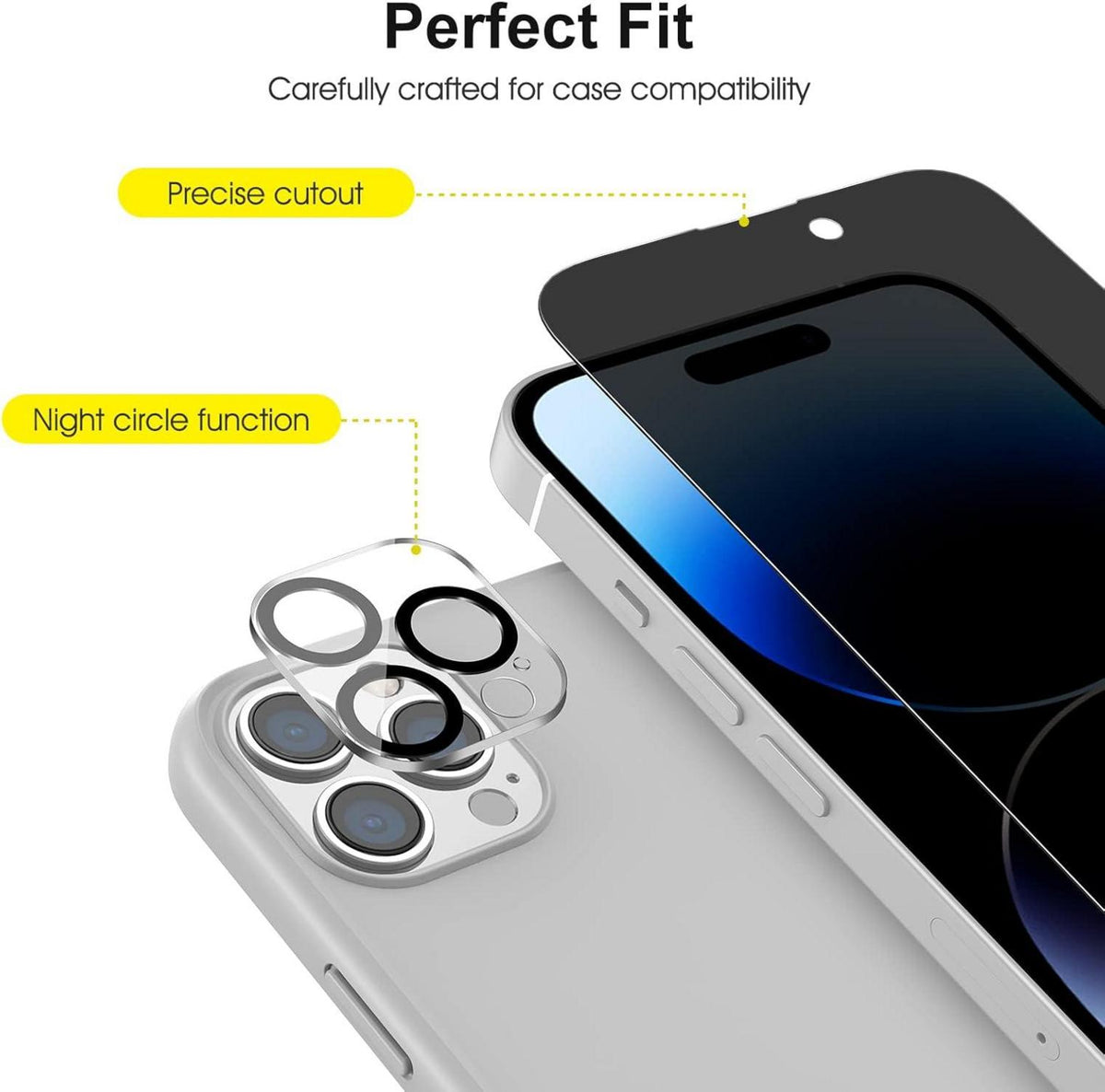SPARIN iPhone 14 Pro 6,1 Zoll Sichtschutz 2+2 Stück 9H Härte Schutzfolie