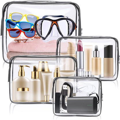 Aucuu Transparente Kosmetiktaschen, 4er Set PVC Reise Kulturbeutel