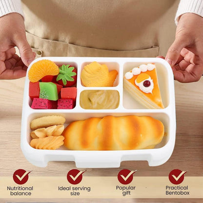 Bugucat Lunchbox 800ML Bento Box 5 Fächer Besteckset Blau