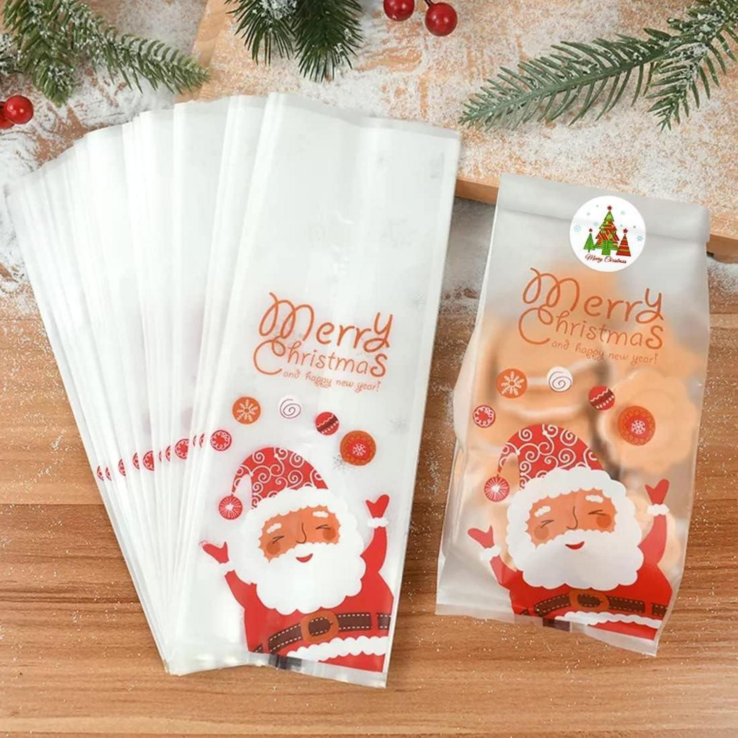 Weihnachten Cellophantüten 50 Stück Plätzchen Kekstüten Zellophantüten Roter Weihnachtsmann