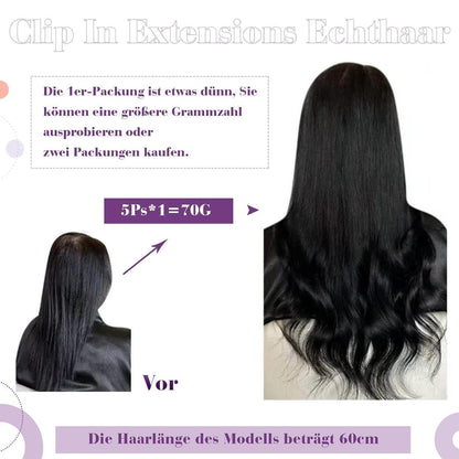 Echthaar Clip-In Haarverlängerung Braun Ombre 30cm