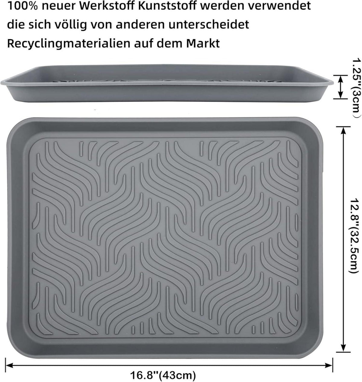 Schuhabtropfschale 2er Set 43x33x3cm Grau für Haustiere Hunde Eingangsbereich