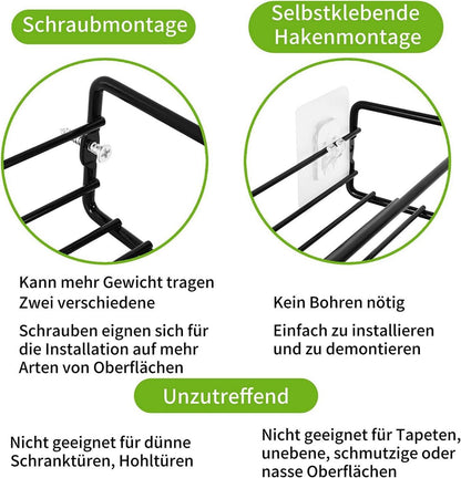 LXUDN Schwarzes Gewürzregal Wand 2-teiliges Set Ohne Bohren