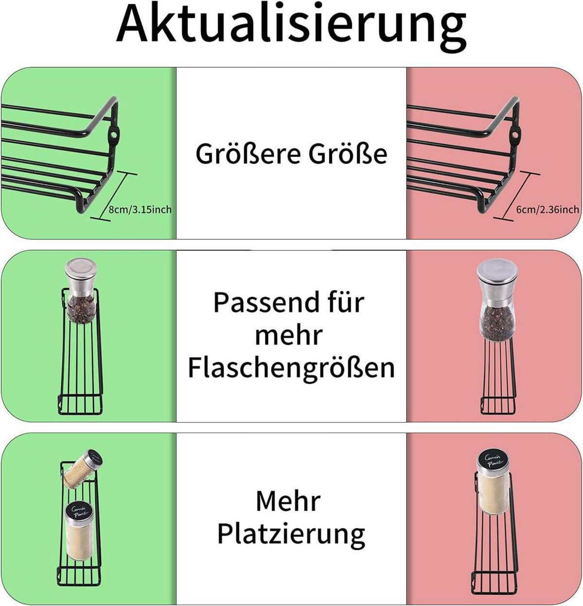 Schwarzes Gewürzregal Set ohne Bohren 29×8×6CM
