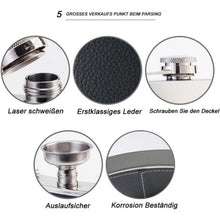 Edelstahl Flachmann Set 2x 8oz mit Trichter & Etui in Lederoptik