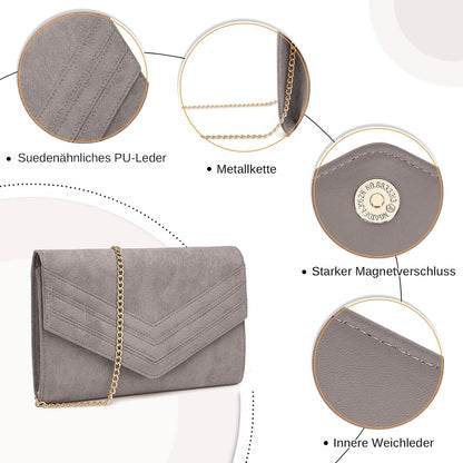 Damen Clutch Abendtasche Envelope Kettentasche Elegant Hochzeit