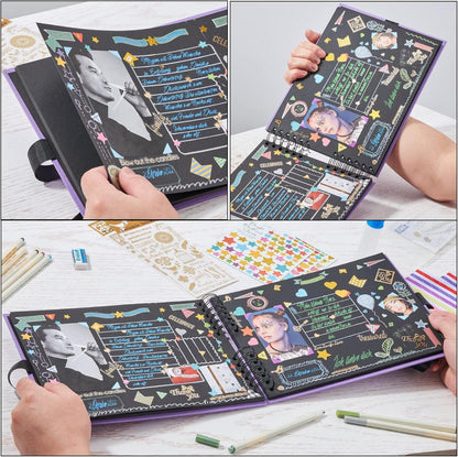 KASZOO DIY Fotoalbum lila zum Selbstgestalten 80 Seiten - Geschenkidee