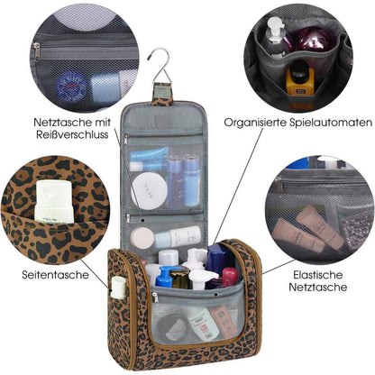 Große Kulturtasche zum Aufhängen, brauner Leopard