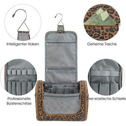 Große Kulturtasche zum Aufhängen, brauner Leopard