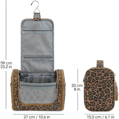 Große Kulturtasche zum Aufhängen, brauner Leopard