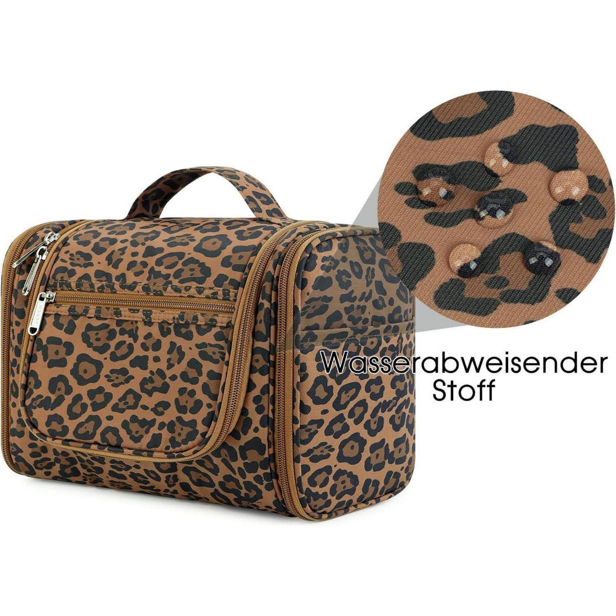 Große Kulturtasche zum Aufhängen, brauner Leopard