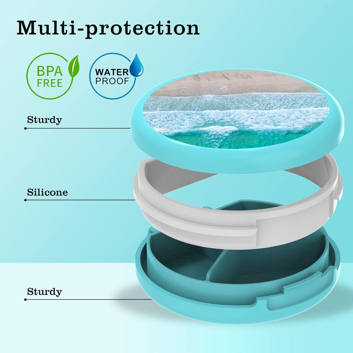 Tablettenbox 3 Fächer Pillendose Wasserdicht für Reise & Aufbewahrung