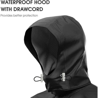 Herren Regenanzug wasserdicht atmungsaktiv mit reflektierenden Streifen Schwarz XL