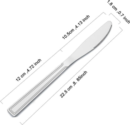 16-teiliges Buttermesser Set aus Edelstahl mit Wellenschliff