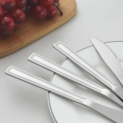 Tafelmesser Set Edelstahl Buttermesser 16 Stück Wellenschliff Silber