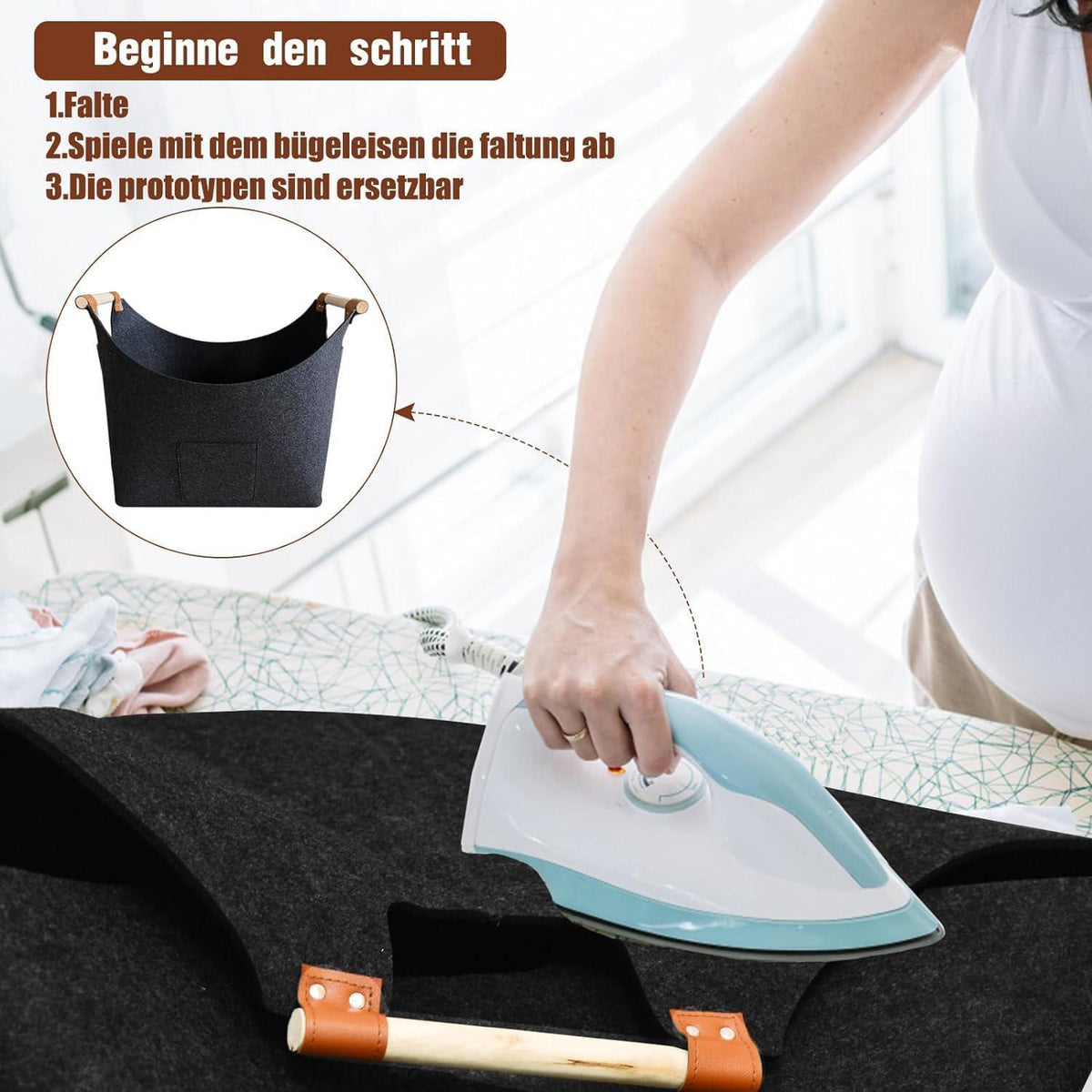 VAZILLIO XXL Filz Brennholztasche Einkaufstasche Stauraum 55L