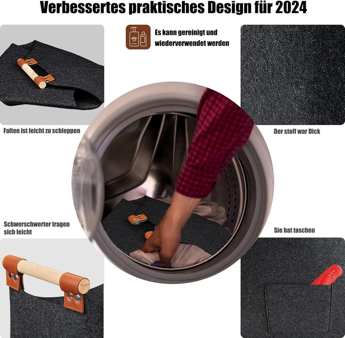 XXL Filzkorb für Kaminholz und Einkauf, multifunktionaler Brennholzkorb