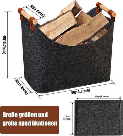 Holzkorb XXL Filz Brennholz Einkaufstasche Spielzeug Aufbewahrungsfach