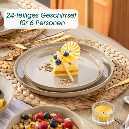Vancasso Karst Steinzeug Tafelservice Set für 4 Personen