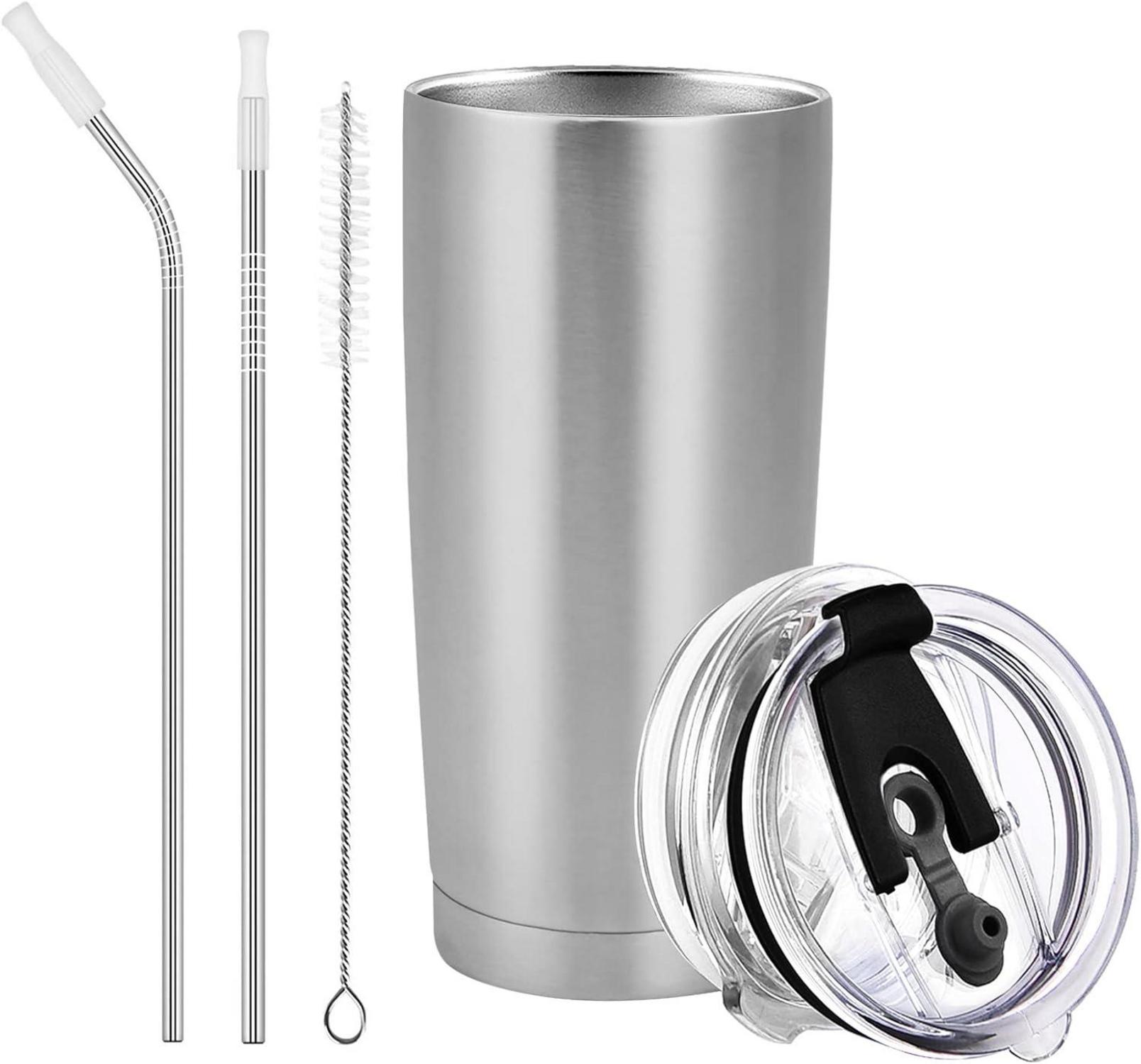 Livole Thermobecher 20oz 600ml Edelstahl mit Strohhalm und Deckel