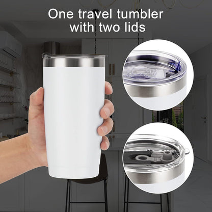 Thermobecher 20oz Edelstahl Becher Strohhalm Deckel Vakuum Trinkbecher