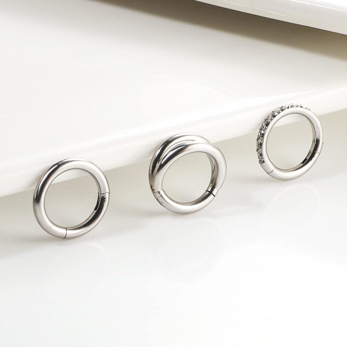Bauchnabelpiercing Set 3 Stück Chirurgenstahl mit Zirkonia 14G 8mm Gold Silber
