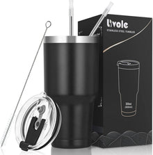 Livole 30oz Doppelwandiger Thermobecher mit Strohhalm