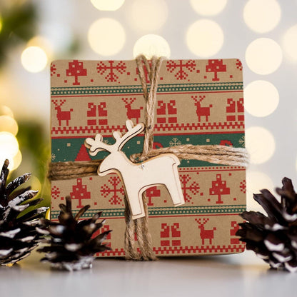 Geschenkpapierrolle Weihnachten Santa 43cm x 15m Braun Kraftpapier Grün
