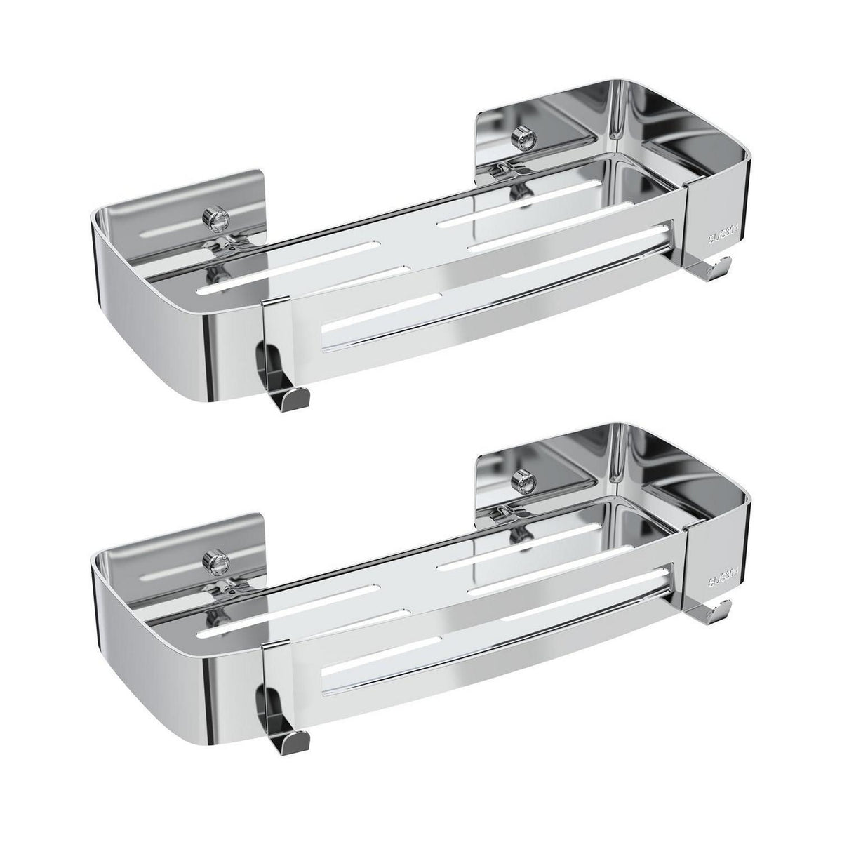Duschablage Ohne Bohren, Edelstahl Eckregal mit Haken