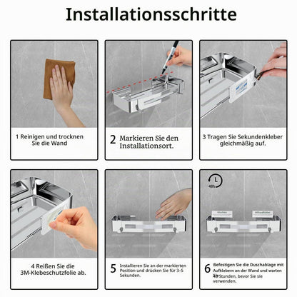 Duschablage Ohne Bohren, Edelstahl Eckregal mit Haken