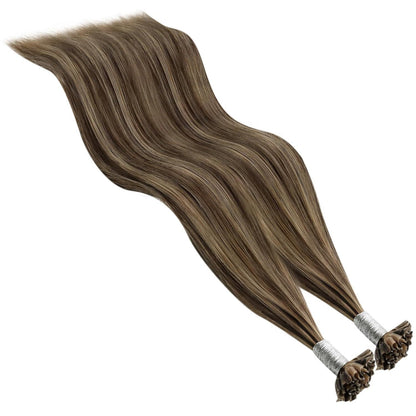 Echthaar Bondings Braun Blond – Haarverlängerung 45cm U-Tip