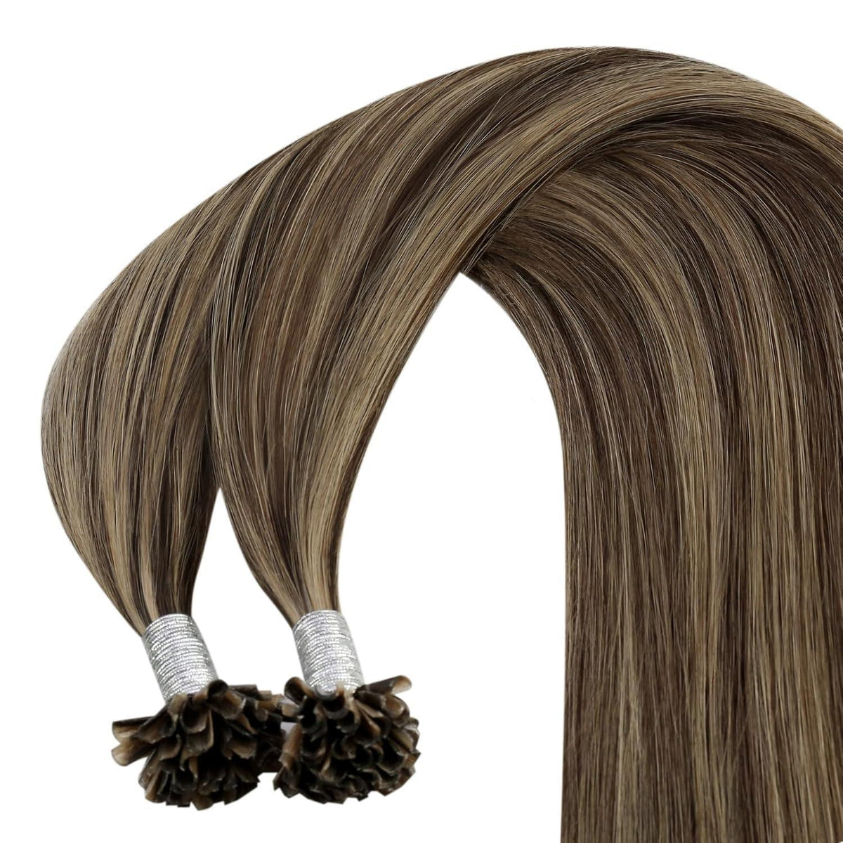 Echthaar Bondings Braun Blond – Haarverlängerung 45cm U-Tip