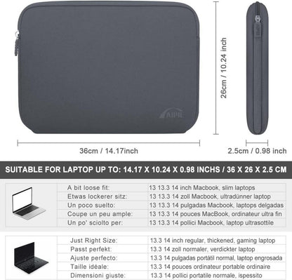 Laptophülle 14 Zoll Stoßfest Notebook Schutzhülle Grau AIPIE