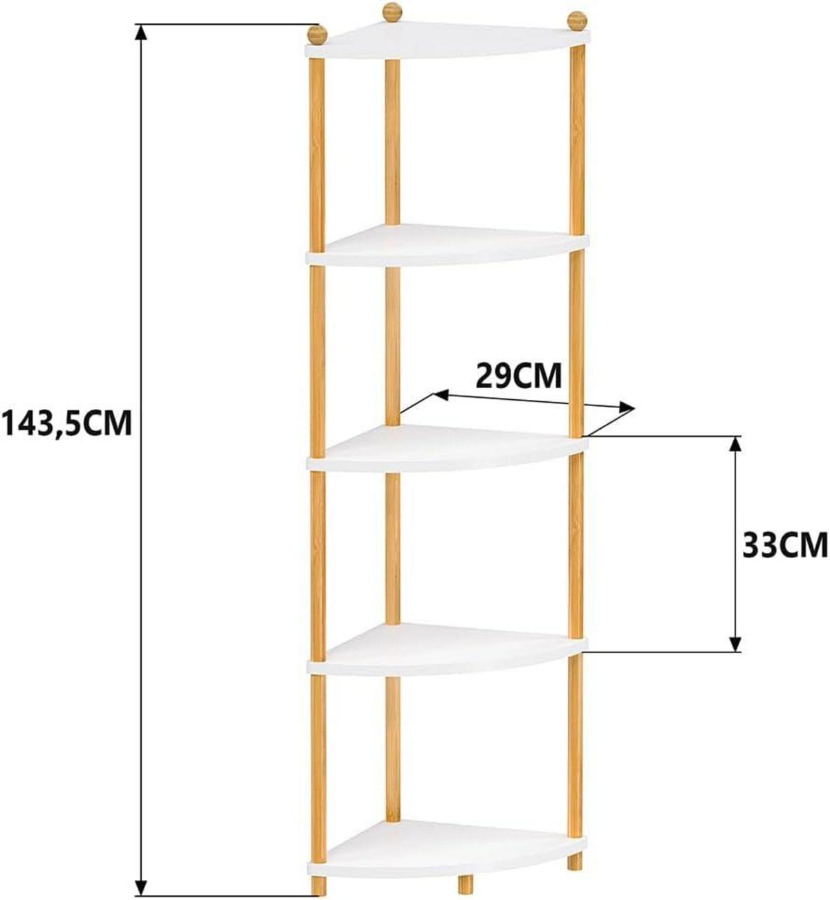 Eckregal 5 Ebenen Holz Standregal Lagerregal 143.5x29x29 cm