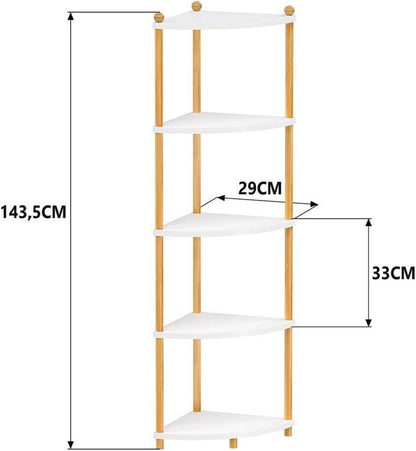 Eckregal 5 Ebenen Holz Standregal Lagerregal 143.5x29x29 cm