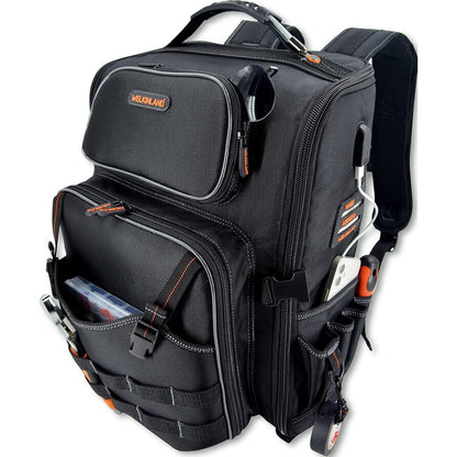 Werkzeugrucksack mit 44 Taschen, vollständig zu öffnen, orangefarbenes Innenfutter