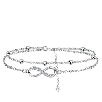 Damen Armband Unendlichkeit & Herz 925 Sterling Silber Zirkonia