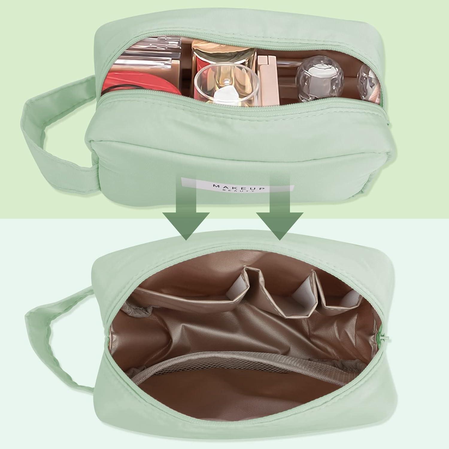 2 Stück Damen Kosmetiktaschen Make-up-Tragetaschen Mädchen Grün